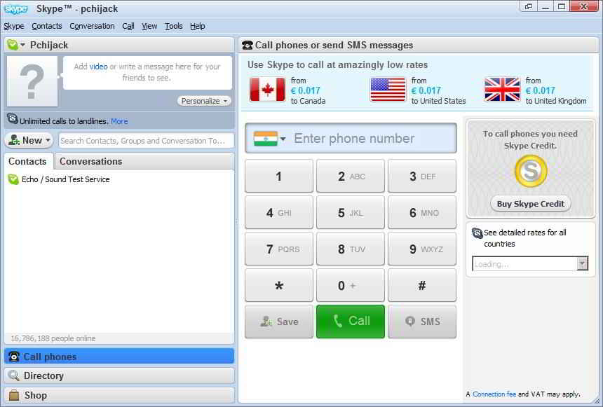 Skype Phone Calling Interface